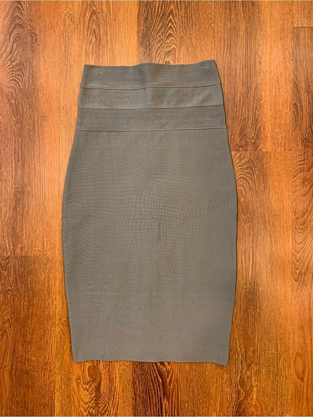 WOW COUTURE Bandage Pencil Skirt Womens S Gray Knee Length Bodycon Stretchy Chic